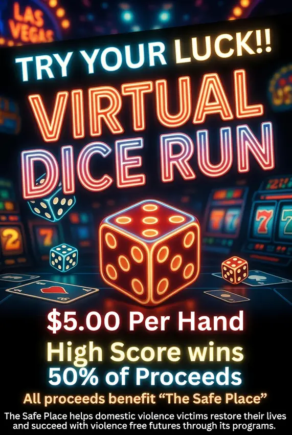 Virtual Dice Run, event poster designed in house by Secret Squirrel Ent. Group